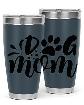 A stylish Dog Mom Style 96# tumbler made of double wall vacuum stainless steel, featuring a drink-thru lid and a vibrant dog-themed design.