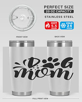 A stylish Dog Mom Style 96# tumbler made of double wall vacuum stainless steel, featuring a drink-thru lid and a vibrant dog-themed design.