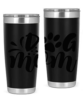 A stylish Dog Mom Style 96# tumbler made of double wall vacuum stainless steel, featuring a drink-thru lid and a vibrant dog-themed design.