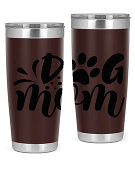 A stylish Dog Mom Style 96# tumbler made of double wall vacuum stainless steel, featuring a drink-thru lid and a vibrant dog-themed design.