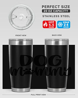 Dog Mommy Style 24# Tumbler in stainless steel with a stylish design, perfect for dog lovers.