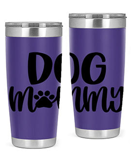 Dog Mommy Style 24# Tumbler in stainless steel with a stylish design, perfect for dog lovers.