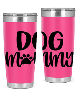 Dog Mommy Style 24# Tumbler in stainless steel with a stylish design, perfect for dog lovers.