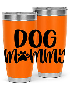 Dog Mommy Style 24# Tumbler in stainless steel with a stylish design, perfect for dog lovers.