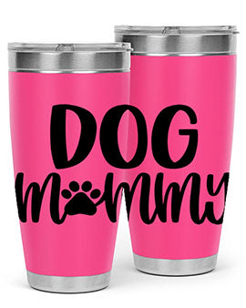 Dog Mommy Style 24# Tumbler in stainless steel with a stylish design, perfect for dog lovers.
