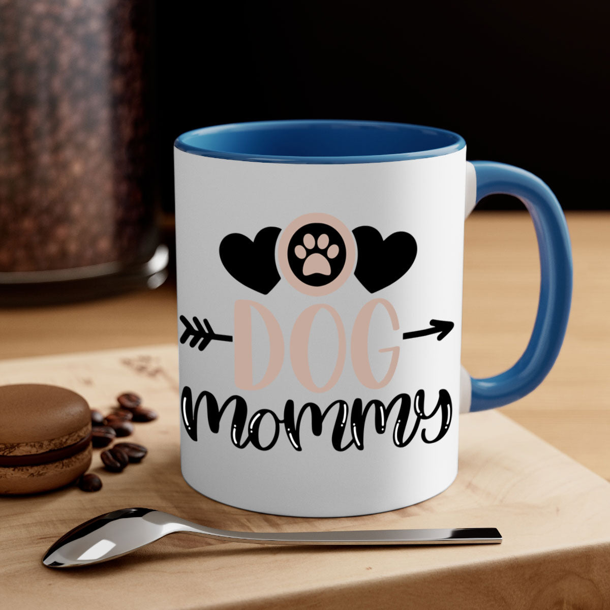 Dog Mommy Style 25# Mug featuring a two-tone design with a colored handle and glossy finish, available in multiple colors.