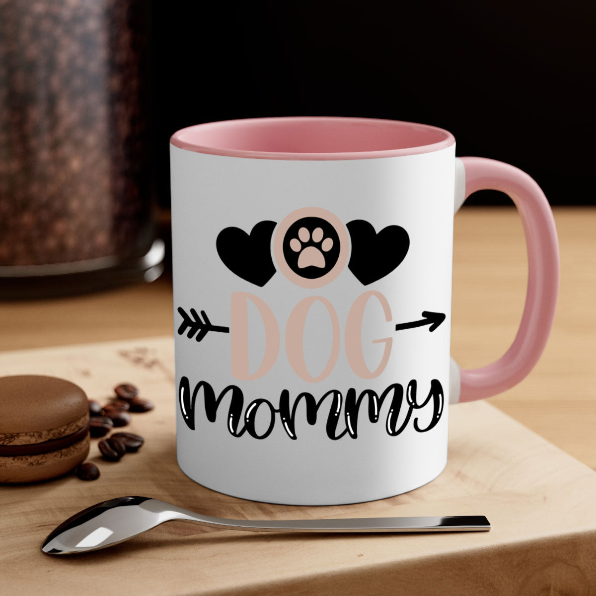 Dog Mommy Style 25# Mug featuring a two-tone design with a colored handle and glossy finish, available in multiple colors.