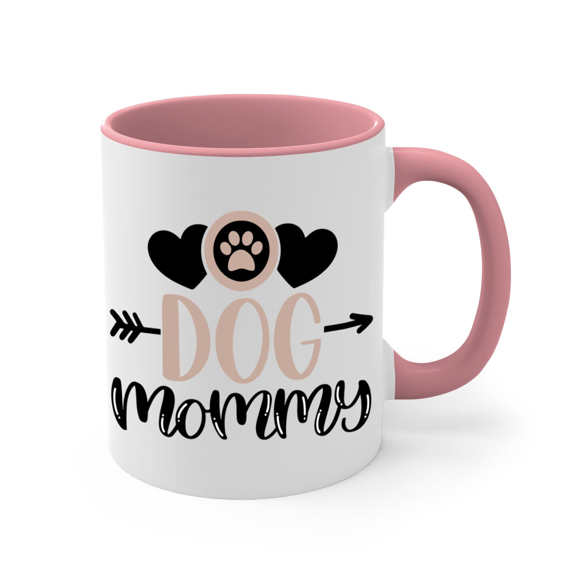 Dog Mommy Style 25# Mug featuring a two-tone design with a colored handle and glossy finish, available in multiple colors.