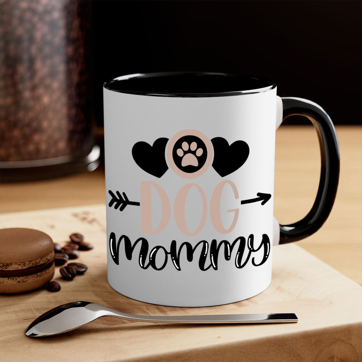 Dog Mommy Style 25# Mug featuring a two-tone design with a colored handle and glossy finish, available in multiple colors.