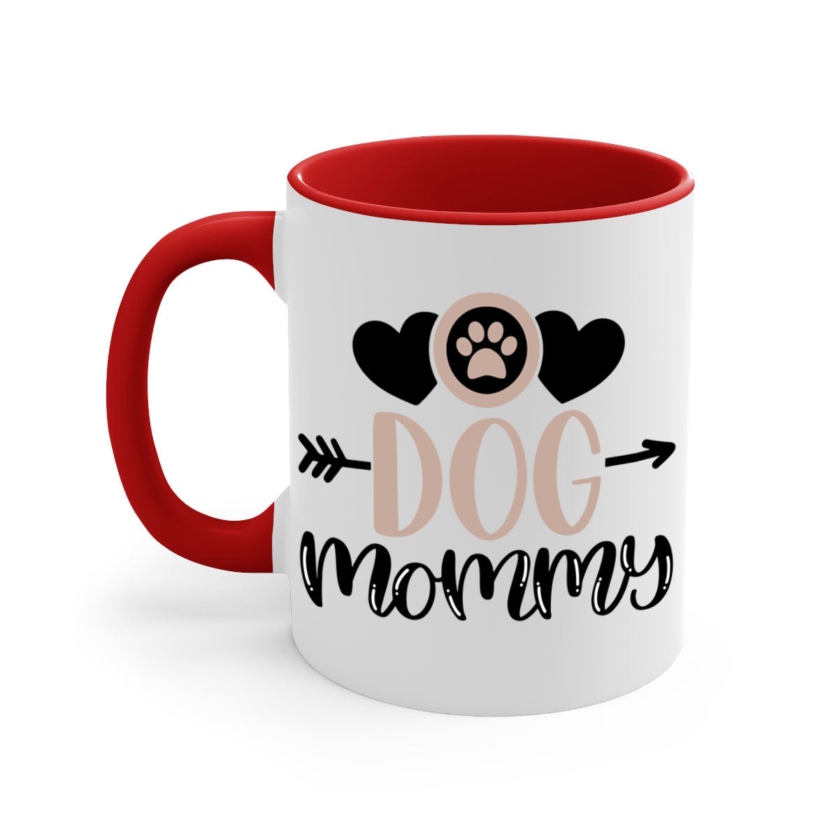 Dog Mommy Style 25# Mug featuring a two-tone design with a colored handle and glossy finish, available in multiple colors.