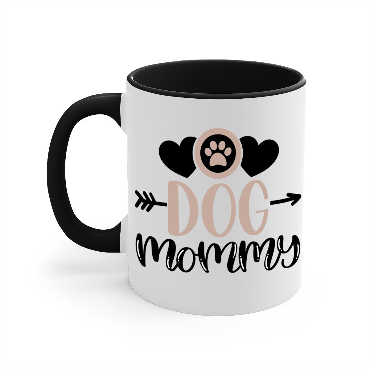 Dog Mommy Style 25# Mug featuring a two-tone design with a colored handle and glossy finish, available in multiple colors.