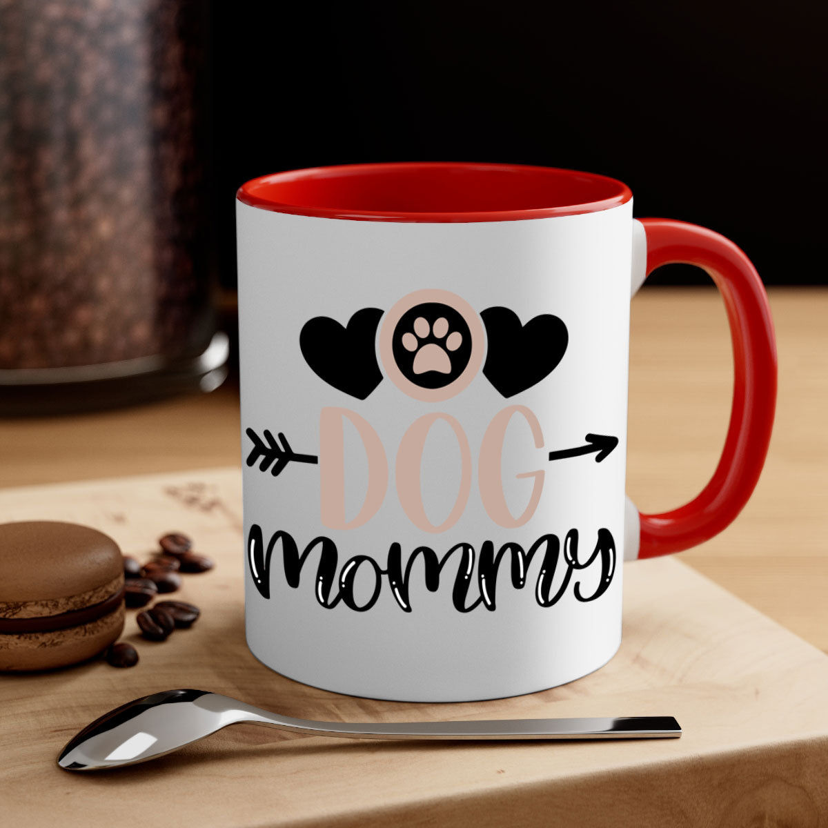 Dog Mommy Style 25# Mug featuring a two-tone design with a colored handle and glossy finish, available in multiple colors.