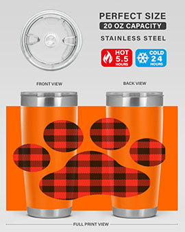 Dog Paw Style 94# Tumbler featuring a unique dog paw design, made from double wall vacuum stainless steel with a drink-thru lid.
