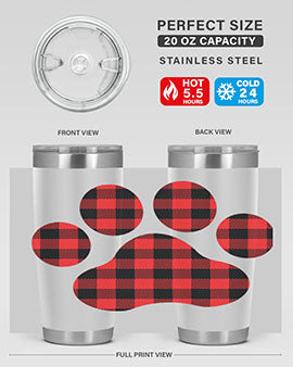 Dog Paw Style 94# Tumbler featuring a unique dog paw design, made from double wall vacuum stainless steel with a drink-thru lid.