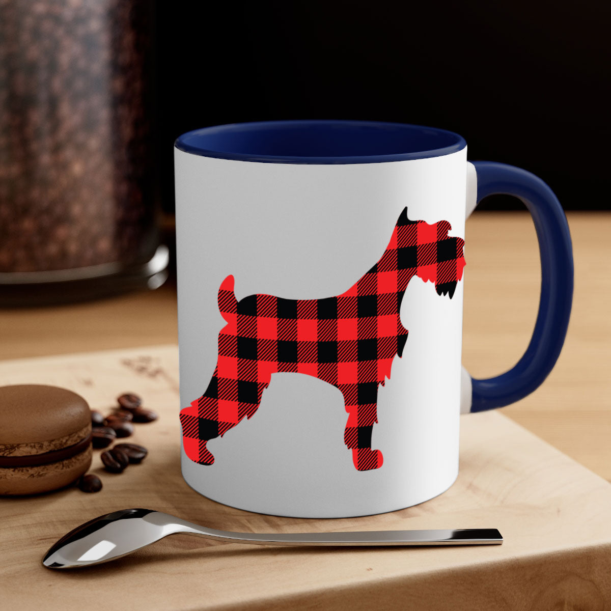 Dog Style 110# Mug featuring a glossy finish with a colored handle and interior, available in multiple colors and sizes.