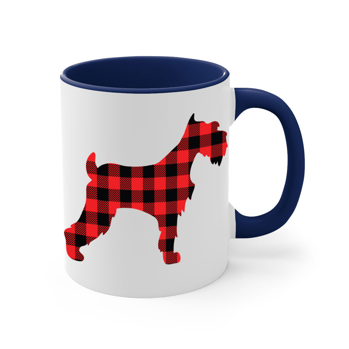 Dog Style 110# Mug featuring a glossy finish with a colored handle and interior, available in multiple colors and sizes.