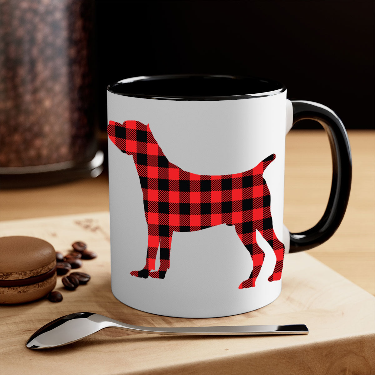 Dog Style 104# Mug featuring a glossy finish with a colored handle and interior, available in five vibrant colors.