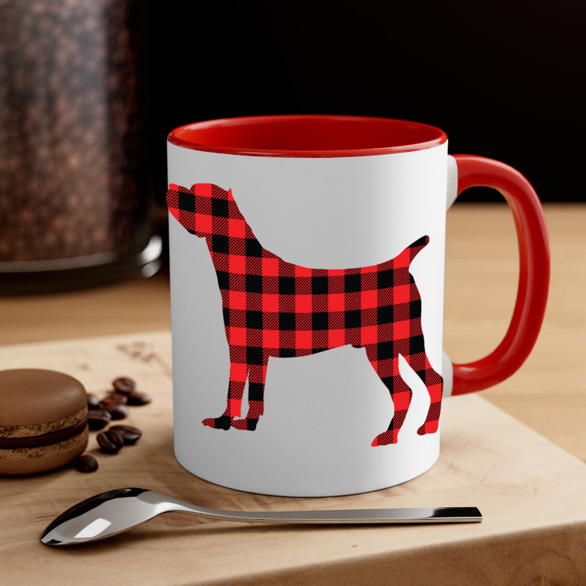 Dog Style 104# Mug featuring a glossy finish with a colored handle and interior, available in five vibrant colors.