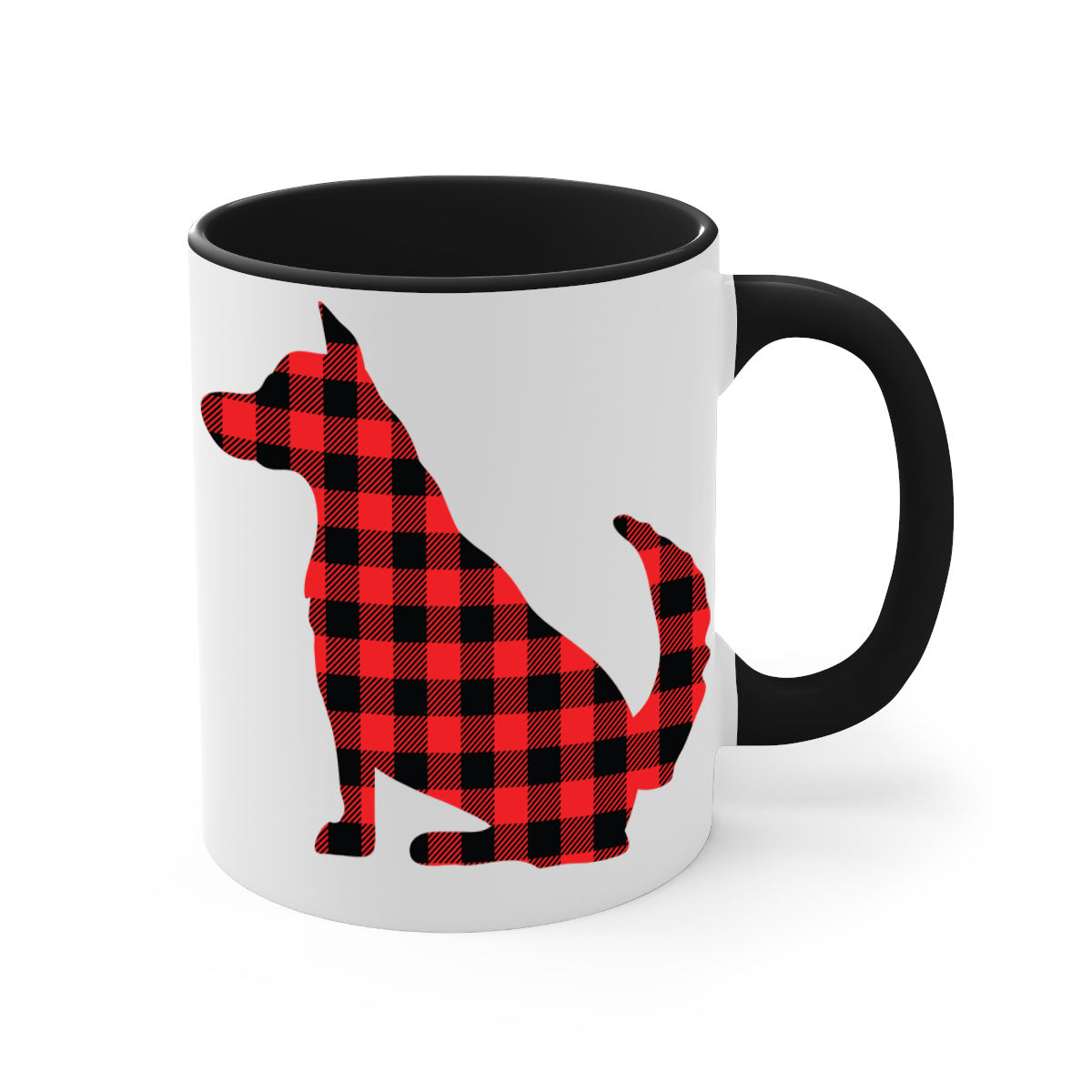 Dog Style 105# Mug featuring a glossy finish with a colored handle and interior, available in multiple colors and sizes.