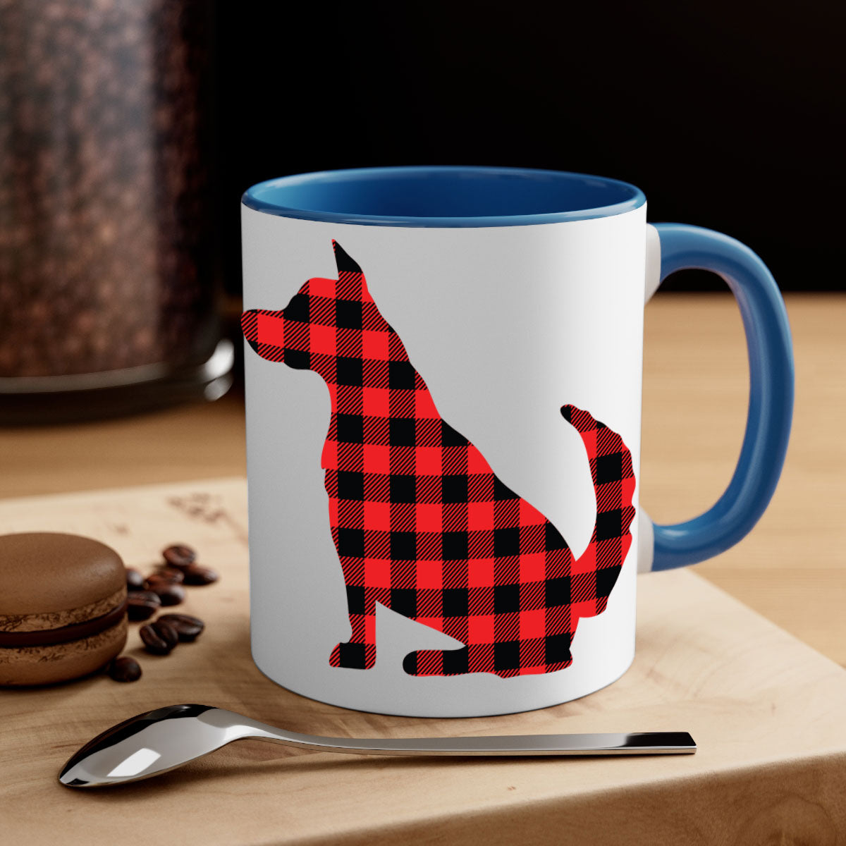 Dog Style 105# Mug featuring a glossy finish with a colored handle and interior, available in multiple colors and sizes.