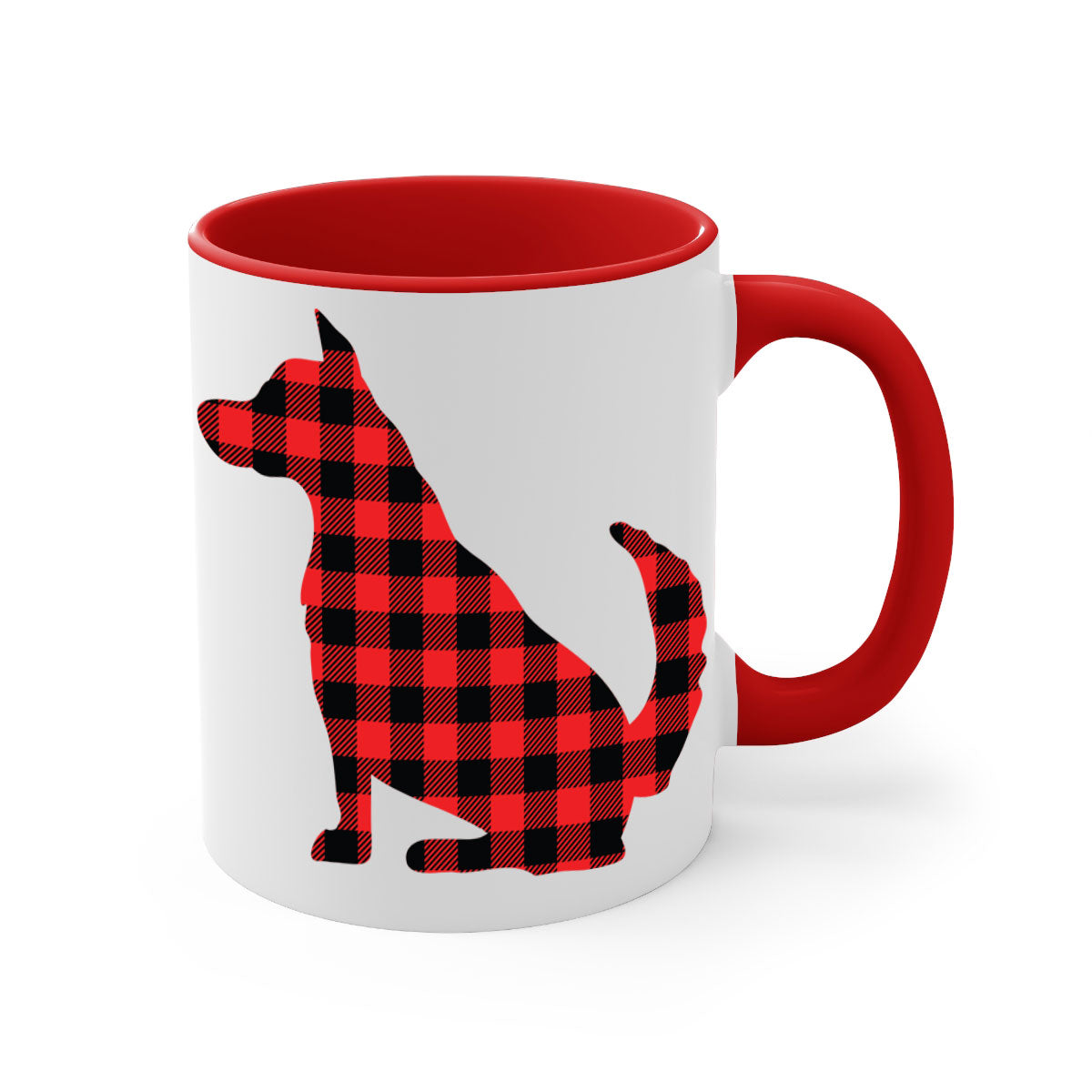 Dog Style 105# Mug featuring a glossy finish with a colored handle and interior, available in multiple colors and sizes.