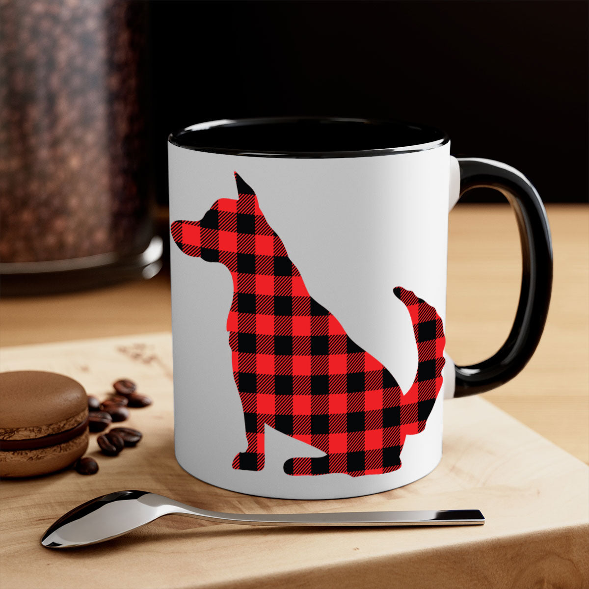 Dog Style 105# Mug featuring a glossy finish with a colored handle and interior, available in multiple colors and sizes.