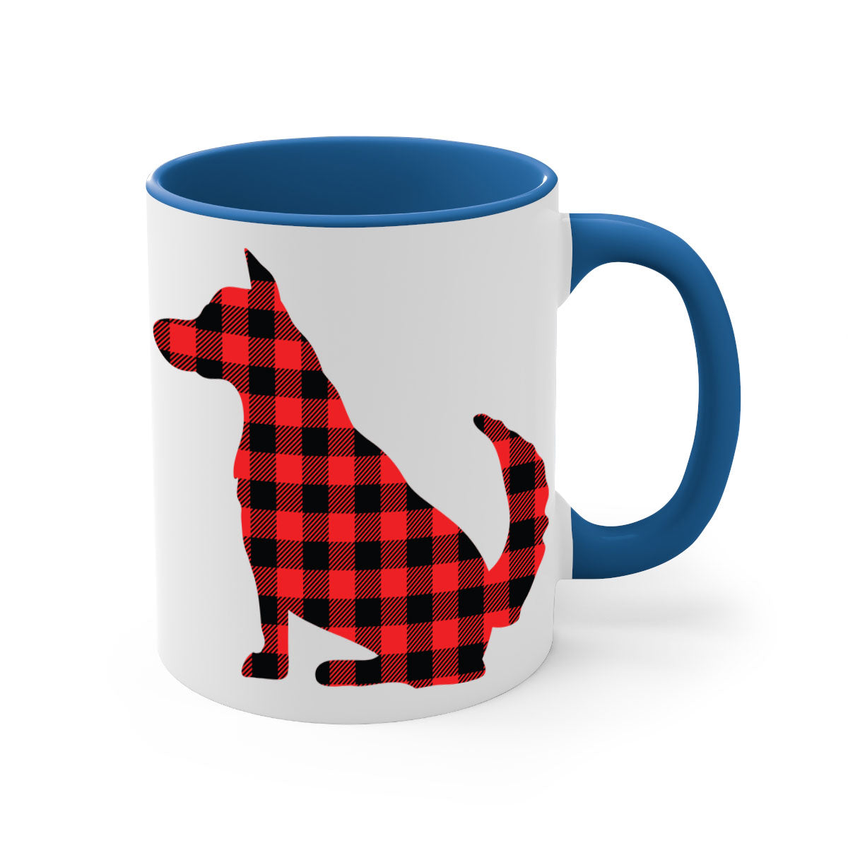 Dog Style 105# Mug featuring a glossy finish with a colored handle and interior, available in multiple colors and sizes.