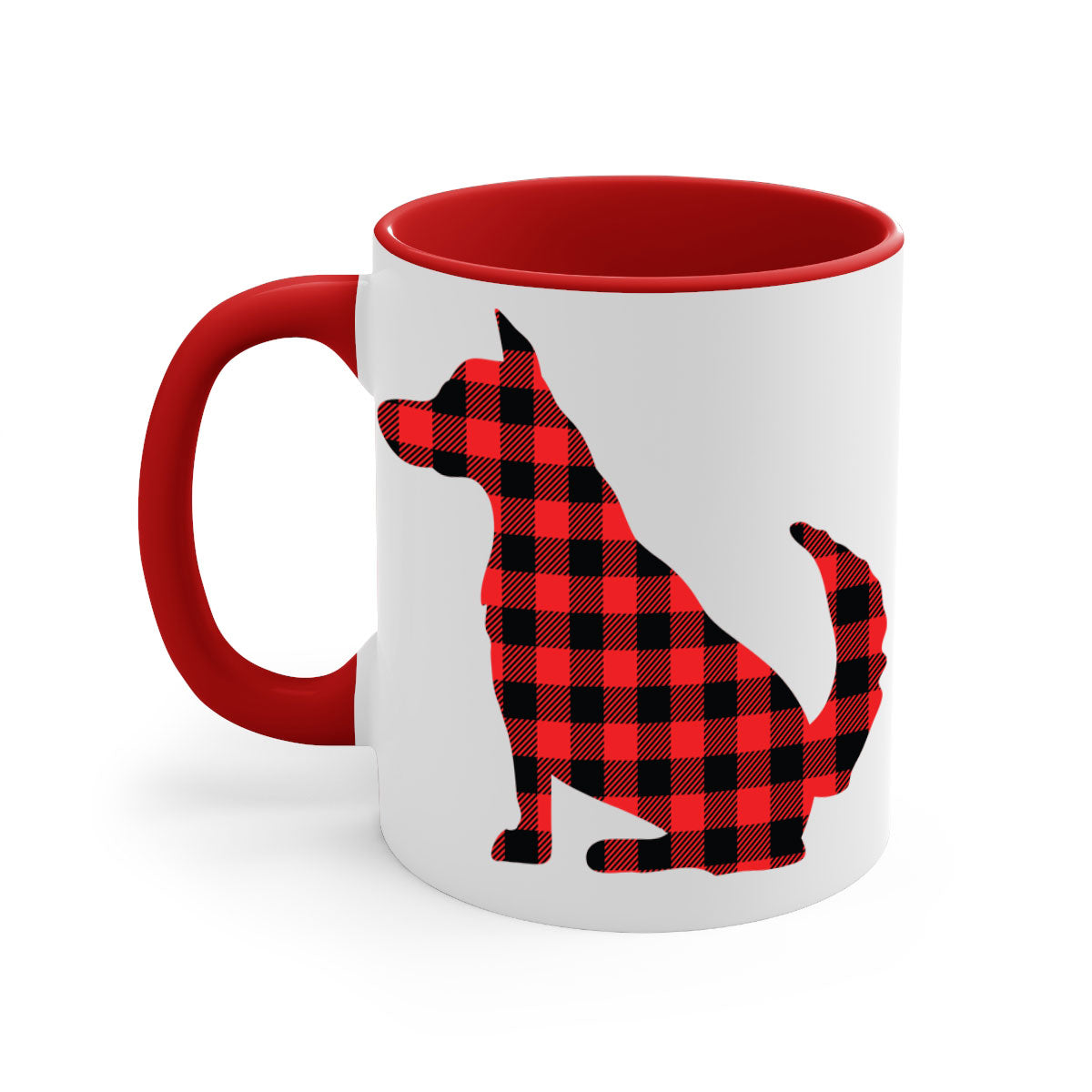 Dog Style 105# Mug featuring a glossy finish with a colored handle and interior, available in multiple colors and sizes.