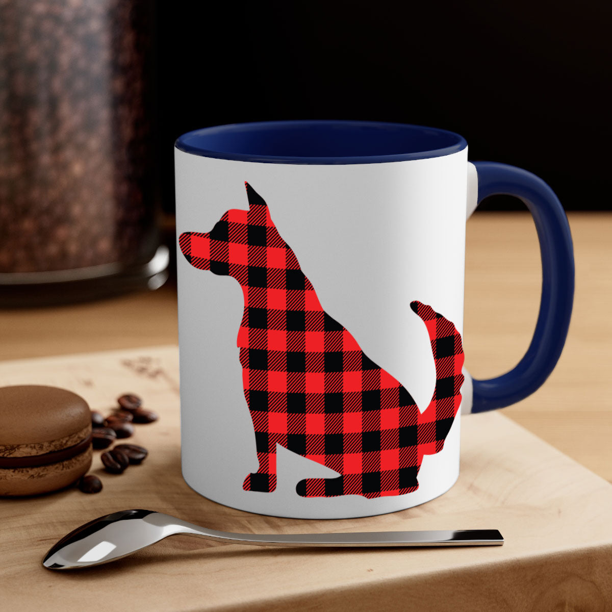 Dog Style 105# Mug featuring a glossy finish with a colored handle and interior, available in multiple colors and sizes.