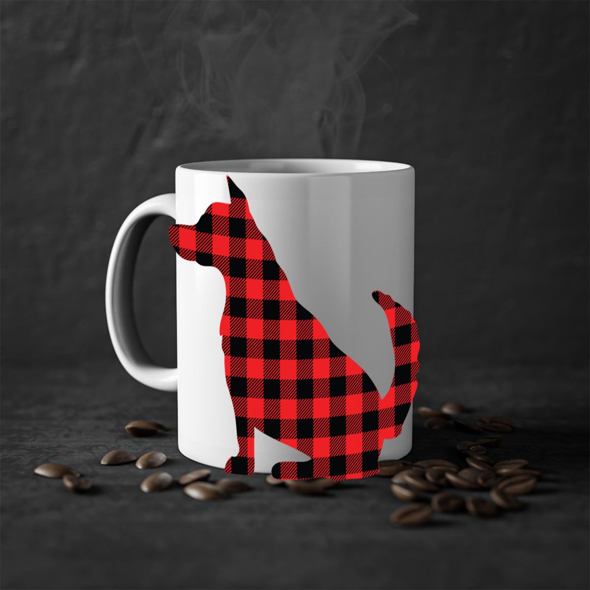 Dog Style 105# Mug featuring a glossy finish with a colored handle and interior, available in multiple colors and sizes.