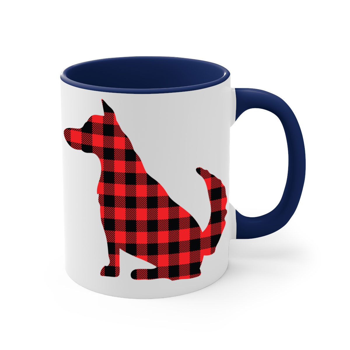 Dog Style 105# Mug featuring a glossy finish with a colored handle and interior, available in multiple colors and sizes.