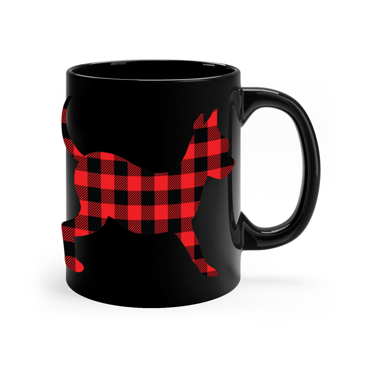 Dog Style 107# Mug featuring a glossy finish, colored handle, and interior, available in multiple colors and sizes.