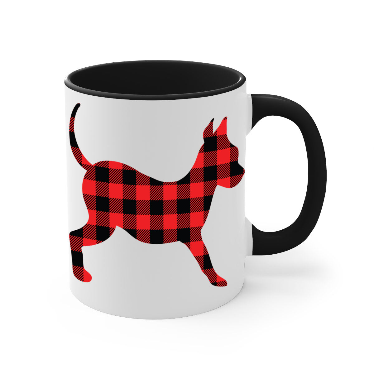 Dog Style 107# Mug featuring a glossy finish, colored handle, and interior, available in multiple colors and sizes.