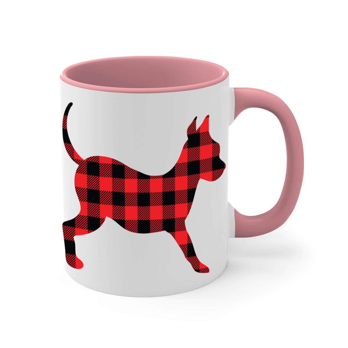 Dog Style 107# Mug featuring a glossy finish, colored handle, and interior, available in multiple colors and sizes.