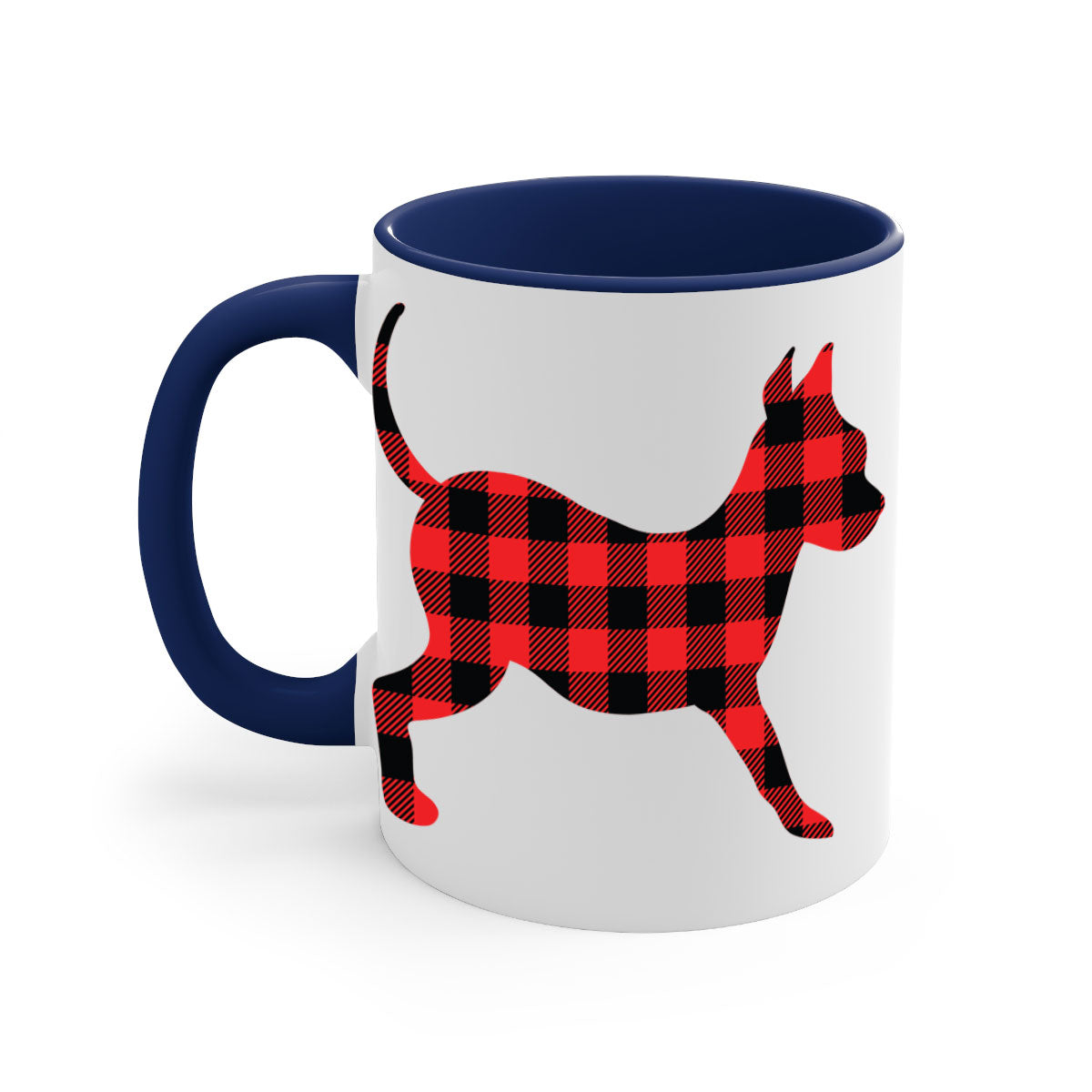 Dog Style 107# Mug featuring a glossy finish, colored handle, and interior, available in multiple colors and sizes.