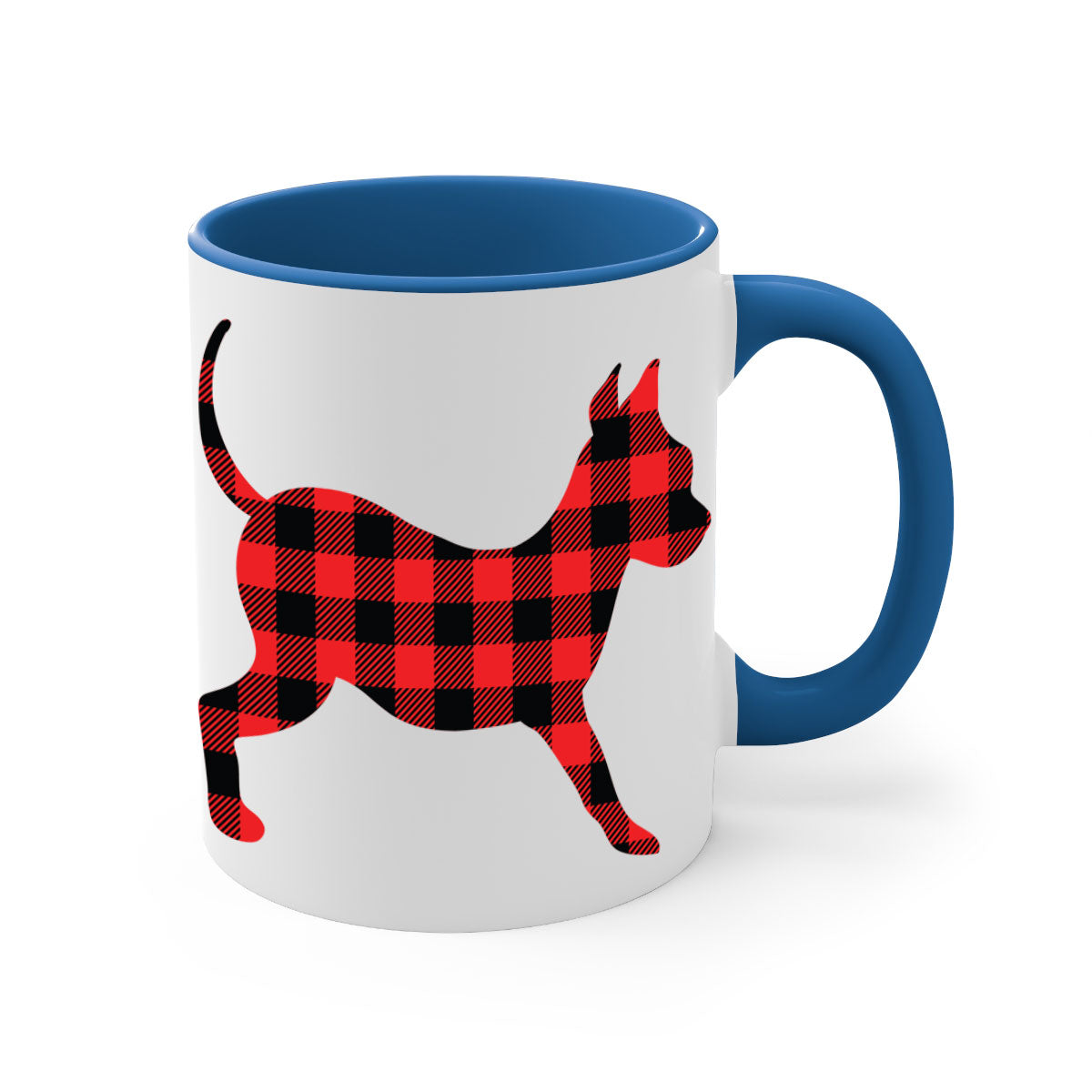 Dog Style 107# Mug featuring a glossy finish, colored handle, and interior, available in multiple colors and sizes.