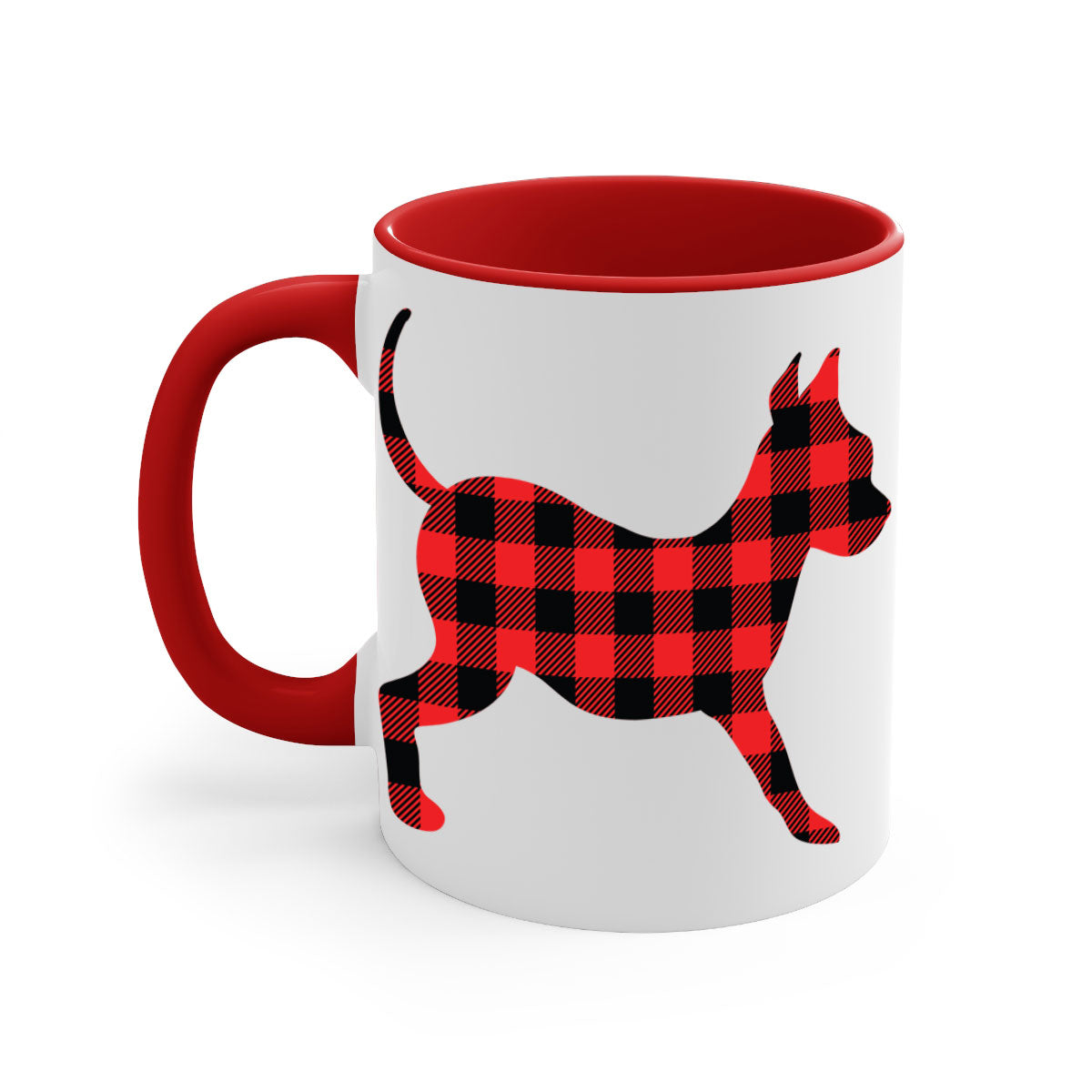 Dog Style 107# Mug featuring a glossy finish, colored handle, and interior, available in multiple colors and sizes.