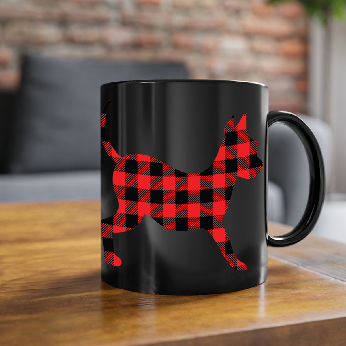 Dog Style 107# Mug featuring a glossy finish, colored handle, and interior, available in multiple colors and sizes.