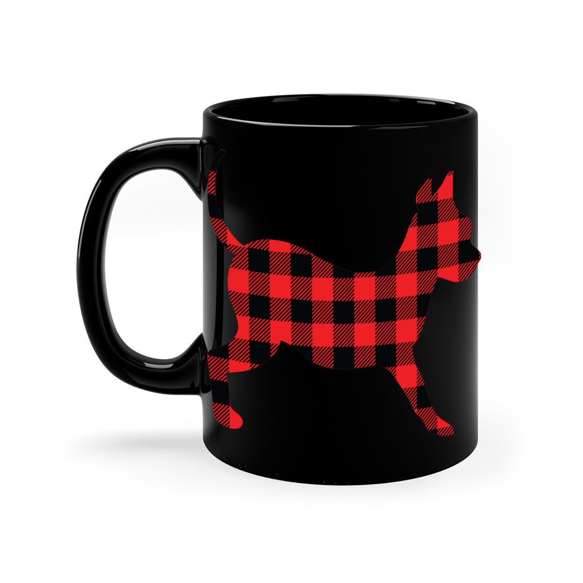 Dog Style 107# Mug featuring a glossy finish, colored handle, and interior, available in multiple colors and sizes.