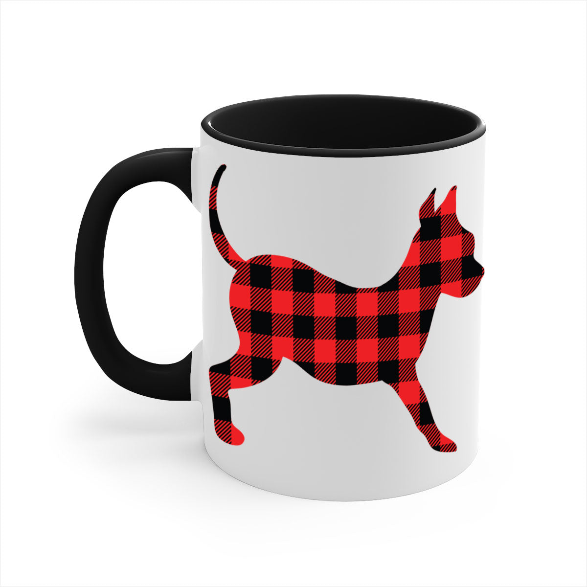 Dog Style 107# Mug featuring a glossy finish, colored handle, and interior, available in multiple colors and sizes.