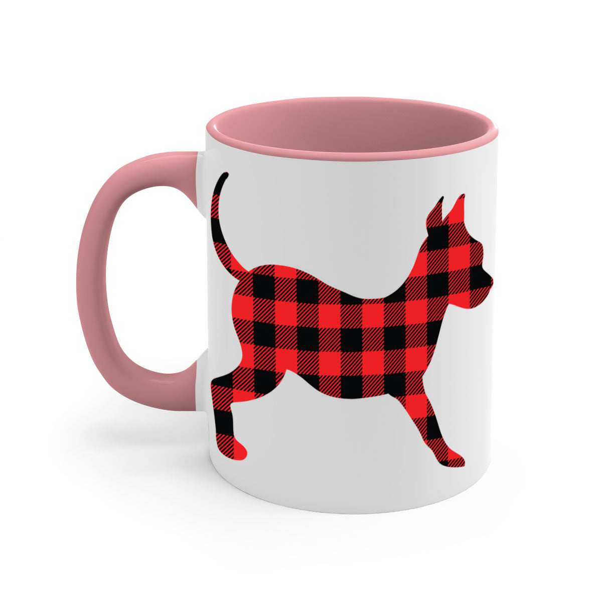 Dog Style 107# Mug featuring a glossy finish, colored handle, and interior, available in multiple colors and sizes.