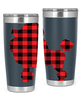 Dog Style 108# Tumbler in stainless steel with a drink-thru lid, showcasing its sleek design and vibrant print.