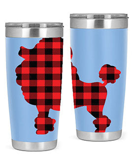 Dog Style 108# Tumbler in stainless steel with a drink-thru lid, showcasing its sleek design and vibrant print.