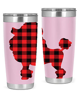 Dog Style 108# Tumbler in stainless steel with a drink-thru lid, showcasing its sleek design and vibrant print.