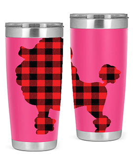 Dog Style 108# Tumbler in stainless steel with a drink-thru lid, showcasing its sleek design and vibrant print.