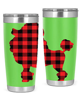 Dog Style 108# Tumbler in stainless steel with a drink-thru lid, showcasing its sleek design and vibrant print.