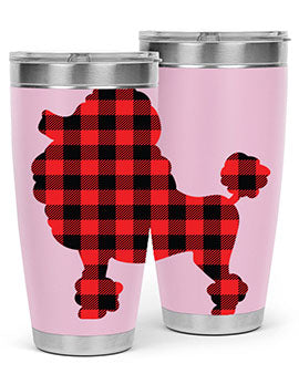 Dog Style 108# Tumbler in stainless steel with a drink-thru lid, showcasing its sleek design and vibrant print.