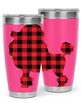 Dog Style 108# Tumbler in stainless steel with a drink-thru lid, showcasing its sleek design and vibrant print.