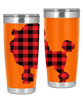 Dog Style 108# Tumbler in stainless steel with a drink-thru lid, showcasing its sleek design and vibrant print.