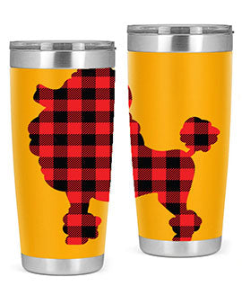 Dog Style 108# Tumbler in stainless steel with a drink-thru lid, showcasing its sleek design and vibrant print.